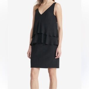 Ralph Lauren Black V-Neck Tiered Ruffle Mini Dress
